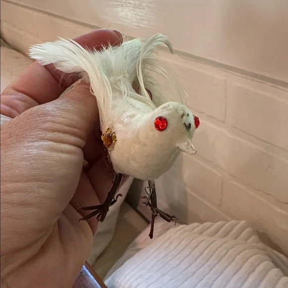 Vintage Orange and White Decorative Bird Ornaments - Picture 4 of 8